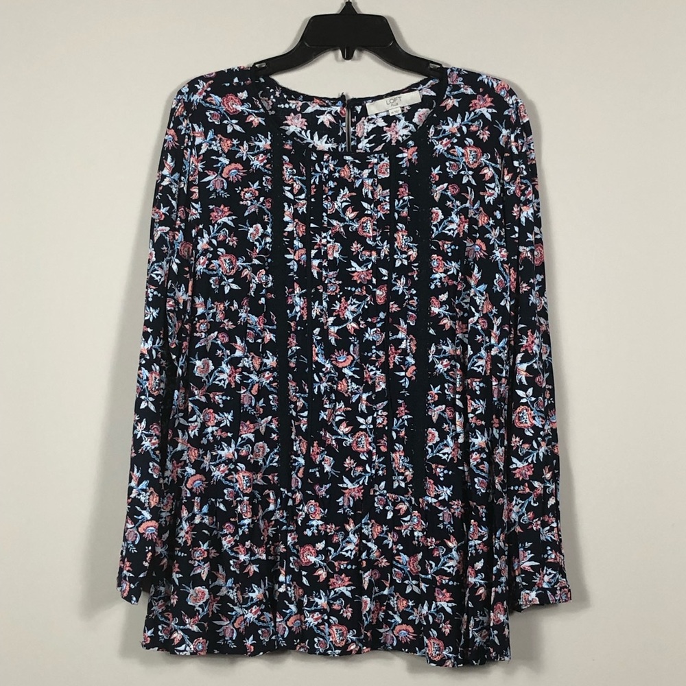 LOFT Plus Boho Peasant Floral Print Top